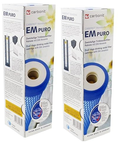 Human-Wellness 2 x Prime Inventions Wasserfilter EM Puro mit EM-Keramik und Mikrofiltration | hoher Durchfluss geeignet für Wasserwirbler