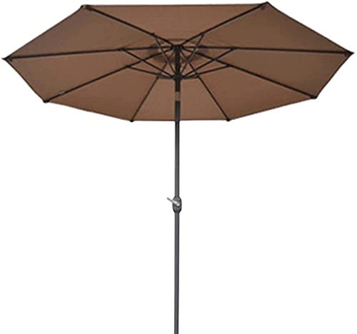 CMJSGG 3 m / 10 Fuß Marktschirm für den Außenbereich, brauner Sonnenschirm für die Terrasse und den Garten mit Kurbel und Neigungsknopf, großes Sonnenschutzdach mit UV-Schutz
