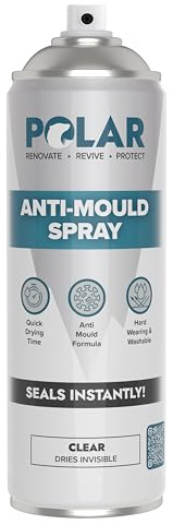Polar Anti Mould Spray Clear - 500ml | Invisible Mould Resistant Paint for Internal Bathroom, Kitchen Walls & Ceilings | Quick-Drying & Long-Lasting Indoor Protection | Easy Application | Ideal for Concrete, Cement, Wood & Brick | Prevents & Removes Stains, Grease, Water Marks & Rust on Internal Walls & Ceilings