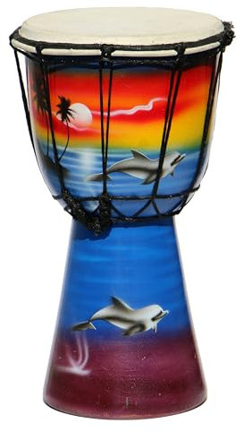 Wogeka - 25 cm Djembe - Bongo mit Airbrush-Bemalung Delfin als Geschenk-Idee Afrika Style Drum Trommel 21