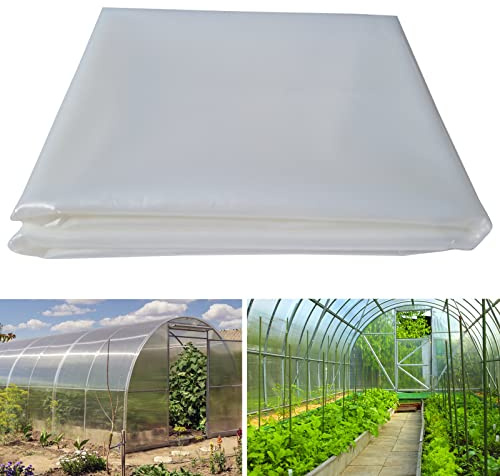 AGGAFA - 100% Virgin Materials (4M X 5M), Heavy Duty (150um/6mil) Polythene Clear Greenhouse Plastic Sheeting, 4Years Lifetime UV Resistant and 90% High Light Transmission Greenhouse Film