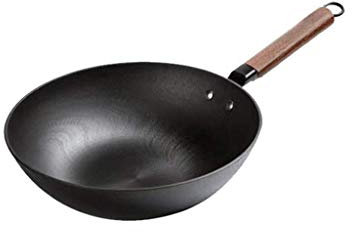 Olla para cocinar, sartén, Wok Hierro Fundido, Wok Fondo Plano, Wok Antiadherente Estilo Antiguo, Olla Especial para Cocina inducción doméstica 30 cm