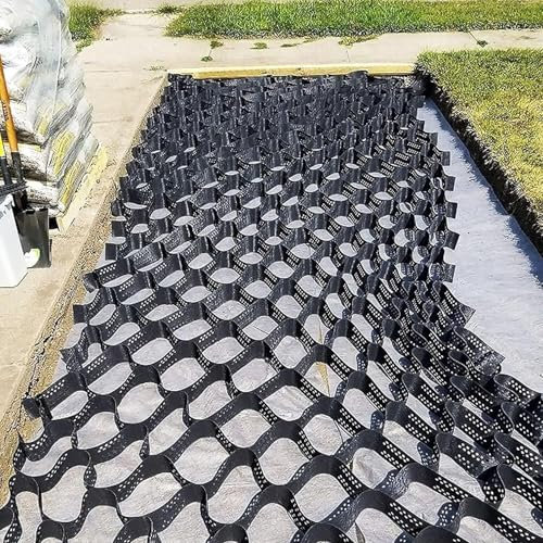 Durchlässiges Kiesnetz, 5 cm Bodennetz Außen Schlammnetz, Auffahrt, Geogitter zur Hangstabilisierung für Gehwege, 16/19,7/23/26/29,5/32,8 Fuß langes zellulares Geogitter(3x9m(10x30ft))