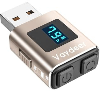 Vaydeer Mouse Jiggler, Metal Mouse Mover with 2 Natural and Random Tracks, USB Mouse Wiggler with Timer, Type-C Jiggler to Keep Devices Active-Gold
