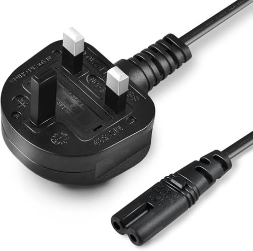1.2M UK Plug Figure 8 BS1363 to IEC227 C7 2-pin Lead Cable, TV, Printer, Monitor, Camera, Laptop Charger, Kettle Lead, Power Cable Plug for Console - Black (1.2M)