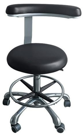 Professioneller Dentalassistent Hocker mit 360° Drehung Armlehne Höhenverstellbar PU Leder Sattel für Zahnarzt Stuhl und Salon Stuhl