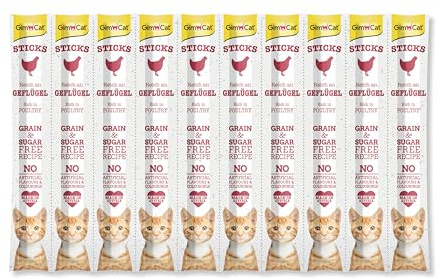 GimCat Sticks Geflügel - Softe Kaustangen mit hohem Fleischanteil und ohne Zuckerzusatz - 1 Multipack (10 Sticks) (Packung mit 5)