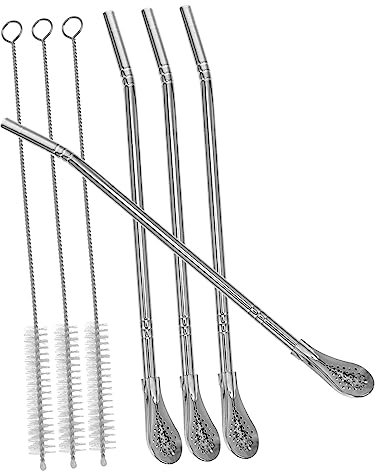 Ciieeo Cucchiaio Per Mescolare Caffè Cannucce in Acciaio Inossidabile Cucchiai Per Cocktail Supporto Per Agitatori Cucchiaio Per Frutta e Gelato Accessorio Per Casa