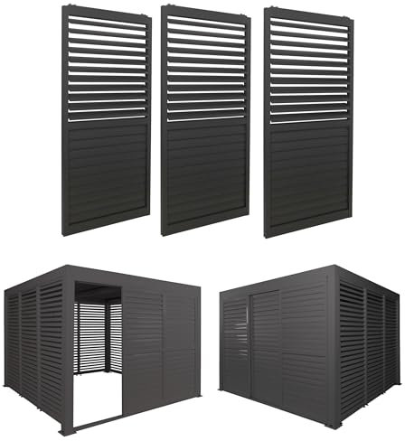3er-Set Aluminium Paneele für Pergola HWC-L46, Terrassenüberdachung, Lamellenpaneel Modul, 204x271cm - anthrazit