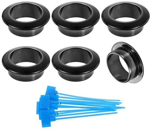 sourcing map 6Pcs Desk Grommets, 1 (25mm) ABS Plastic Cable Hole Cover Wire Cord Organizer with Marked Cable Ties for Home Office Desktop Wire, Metallic Black