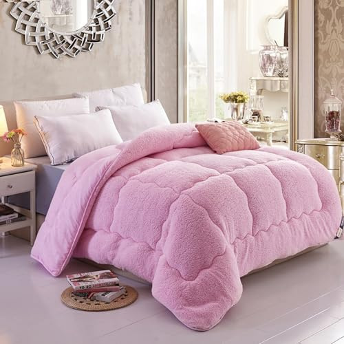 FHQGZT Bedding Invernale Piumone Caldissimo Piumino In Piuma .Oca Di Altissima Qualità, Extra-Leggero,Matrimoniale, Fodera In Puro Cotone (Pink,150 * 200 cm-1.5kg)