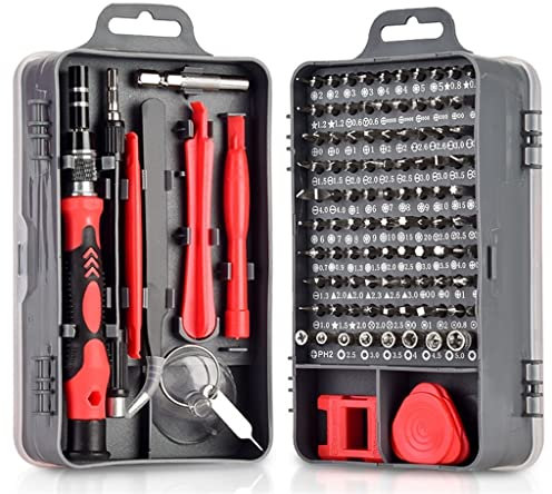 MQPALZKD Juego de destornilladores magnéticos rojos Torx de precisión 115 en 1 Juego de destornilladores