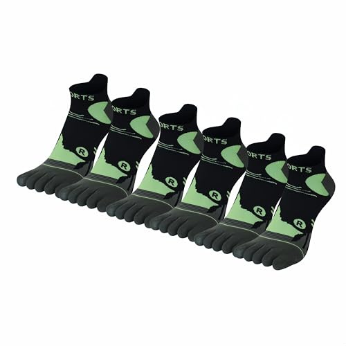 Calzini con Dita da Sportivi per Uomo Traspiranti Corsa Calze Running Sport Calzini Caviglia Atletici Traspirante 6 Paia (IT, Numero, 39, 46, Regular, Regular, Multicolore 2)