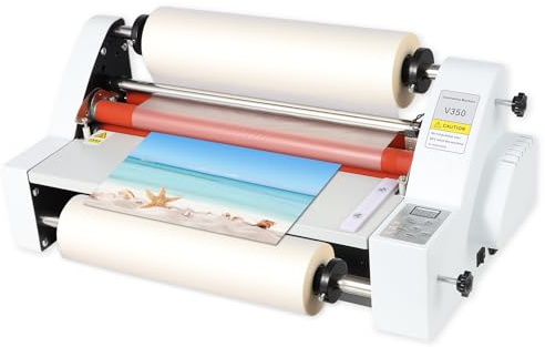 V350 Cold Hot Roll Laminator,350mm Laminating Machine,Single & Double Sided Thermal Laminator for Paper Card PVC Foil,Etc.,Digital Display & Temperature Control for Home Commercial Office School,700W
