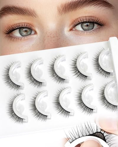 LZM Selbstklebende Wimpern Natürlich Lashes- 5 Pairs Pack Natürlich Look Weich Wimpern Selbstklebend Wiederverwendbare Press On Lashes zum Schminken (l08)