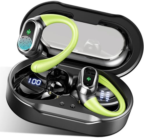 Cuffie Bluetooth, senza fili, Bluetooth 5.3, sport, bassi profondi, auricolari in-ear con 4 ENC Noise Cancelling Mic, IP7, impermeabili, indicatore LED per lavoro e studio, 50 ore di riproduzione