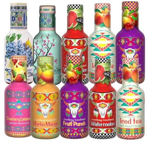 Variety flavours Juice Drink 500ml-Mango,Strawberry Lemonade,Fruit Punch Lemonade,Watermelon,Iced Tea Peach,Green Teaa,Iced Teaa Lemon,Blueberry WhiteTeaa-Arzn (03 Bottles, Random Mixed)