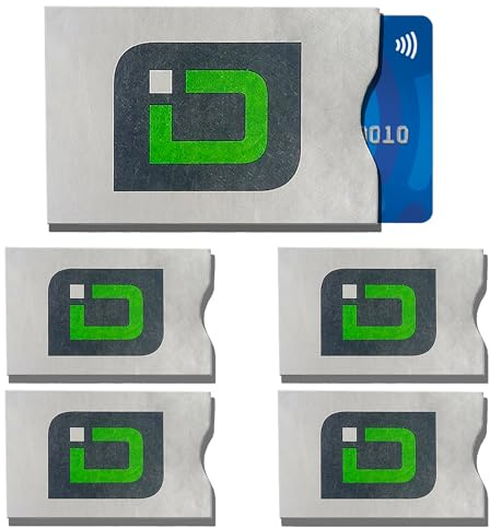 RFID Blocking Credit Card Sleeve Protectors – USA Made Slim Wallet Inserts for Credit Cards, Debit Cards & ID Protection (5, Logo 5 Pack Tyvek)