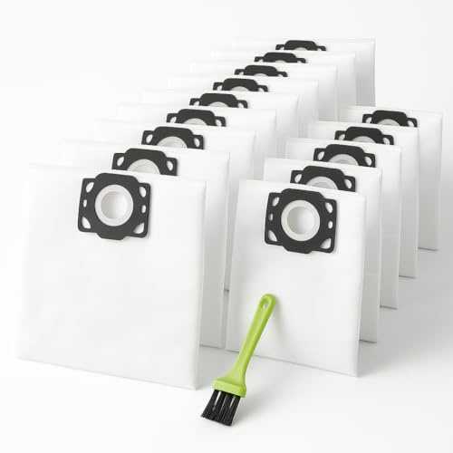 Vacuum Cleaner Bags High Capacity Dust Bags Compatible with WD4 WD5 WD6 | 15Pack high capacity non-woven dust bags with cleaning brush; compatible with WD4, WD5, WD6, MV4, MV5 and MV6 wet dry vacuums