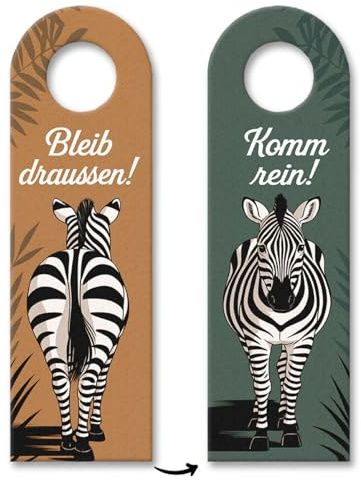 Bleib draußen! Komm rein! Zebras Türhänger Lustiges Türschild mit Spruch für Deko-Fans