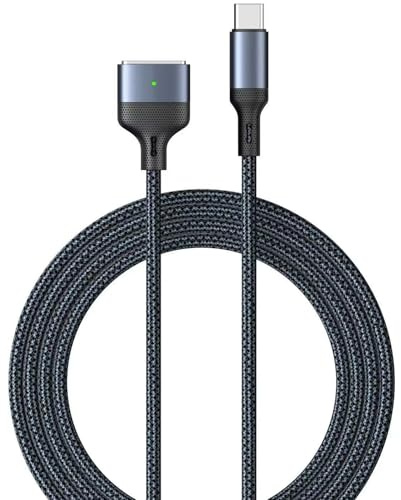 Leikurvo Cable USB C a succión magnética, 2 m, 140 W, carga rápida PD, tipo C a magnético, compatible con MacBook Air M2/M4 (13''/15), Mac Book Pro M3/M4 (14/16), cable de cargador