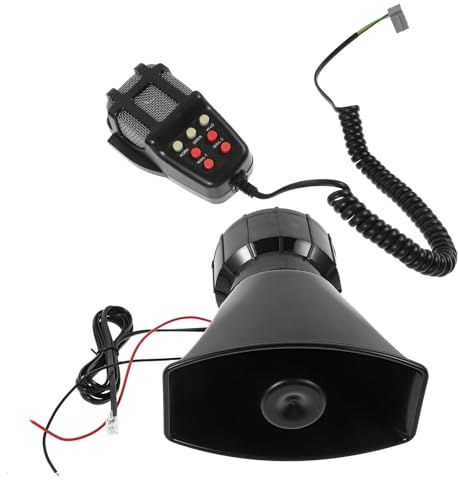 Abaodam Système de Sonorisation Automobile 12v Klaxon 7 Tons, Alarme sans Fil Télécommandée, Fonction D’Enregistrement Personnalisée, Kit Haut-Parleur pour Voiture, Moto et Camion,