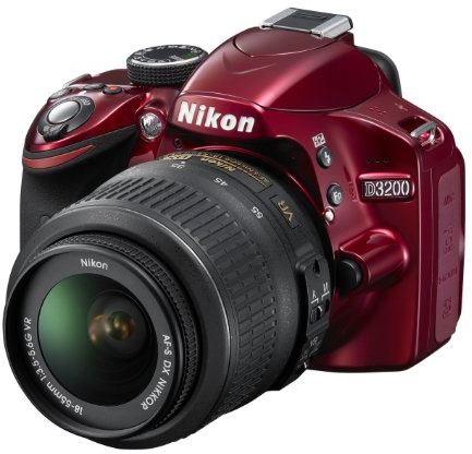 Nikon D3200 18-55 VR Kit - Cámara Digital (24,2 MP, SLR Camera Kit, CMOS, 3X, 18-55 mm, 3.5) Rojo