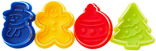 Ibili 733100 - Set 4 cortapastas con expulsor Navidad