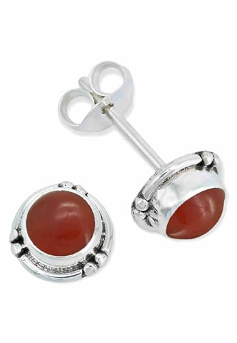 Edelstein Ohrringe Damen 925 Silber | echtes Silber, verschiedene echte Steine zur Auswahl, handarbeit aus Indien, im Geschenkbeutel