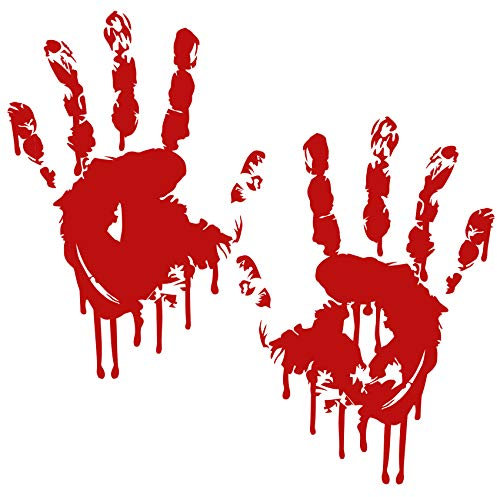 Finest Folia 2 blodiga händer, 22 cm, blodspår, klistermärken, bilklistermärken, vindruteklistermärken ((K029) 2-pack blodiga händer)