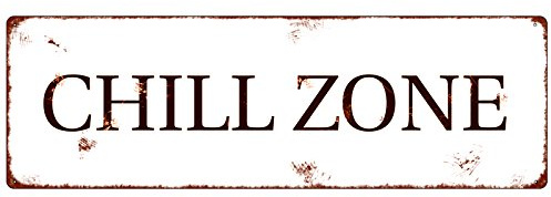 METALLSCHILD Shabby Vintage Blechschild CHILL ZONE Schild aus Metall Entspannen Wellness Relax