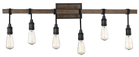 Savoy House 8-993-6-41 Burgess Industrial Farmhouse Rustic Bathroom Vanity Bar Light, 6-Light 360 Total Watts, 10 H x 39 W, Durango