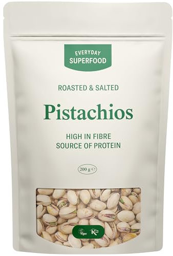 Everyday Superfood Salted Pistachios 200g, Crisp Salt Roasted Pistachios Nuts in Shell, Natural, Kosher, Vegan