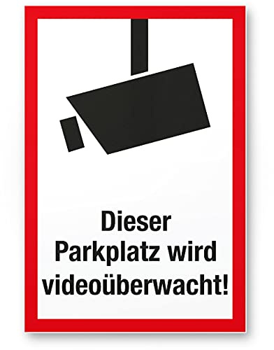 Parkeringsvideoövervakning plastskylt (20 x 30 cm) – Varning/Varning videoövervakning – Varningsskylt videoövervakning – Varningsskylt