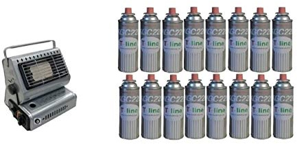 ALTIGASI Prime – tragbarer Gasheizer, doppelter Anschluss, sowohl Gaskartuschen als auch Gasflaschen + 16 Kartusche gratis