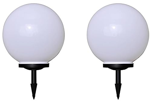 vidaXL 2x Wegeleuchte LED Kugel Solarkugel Gartenlampe Kugelleuchte Außenlampe Solarlampe Solarleuchte Außenleuchte Gartenleuchte 40cm mit Erdspieß