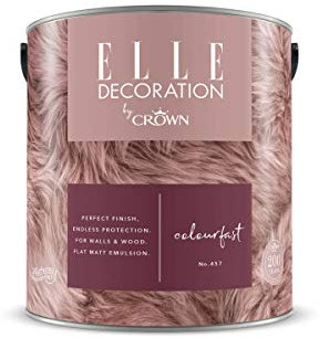 Crown ELLE DECORATION Colourfast No. 457, 2,5 L, extra-matte Premium Wandfarbe für Innen, für Wände und Holz, hohe Deckkraft, Innenfarbe,kräftiger Himbeerton