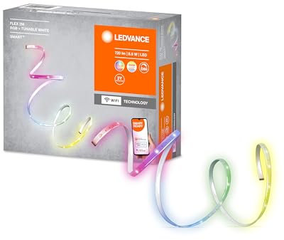LEDVANCE LED Smartes LED Lichtband mit WiFi Technologie für Innen, 2 Meter Länge, Lichtfarbe änderbar (2700-6500K), RGB Farben änderbar, Schutzart IP20, SMART+ FLEX MULTICOLOR