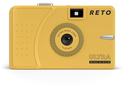 RETO Ultra Wide and Slim 35mm Reusable Daylight Film Camera - 22mm Wide Lens, Focus Free, Light Weight, Easy to Use (Muddy Yellow)