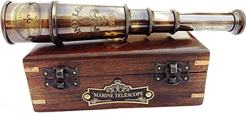 1920 Marine Teleskop Sammlerstück Dekor Nautisches Spyglass Antik montiert massives Messing 38,1 cm Piraten-Teleskop mit Holzbox