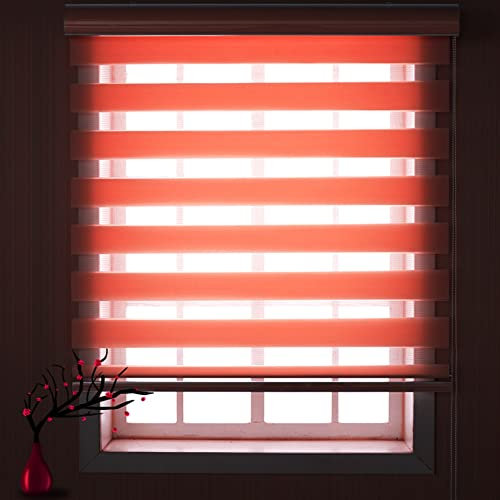 Verdunkelungsrollo Seitenzugrollo 110x320cm Doppelrollo verdunkelnd Wandmontage Sichtschutz Fenster Jalousien Verdunklungsvorhang für Fenster & Türen Zebrarollo, Braun