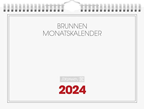 BRUNNEN Monatskalender 2024 1 Seite = 1 Monat A4 quer weiß