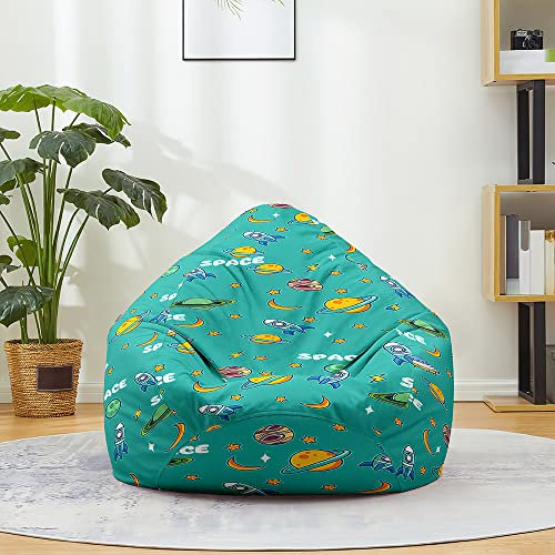 Treer Sitzsack ohne Füllung für Kinder Erwachsene, 3D Planeten Gedruckt Lazy Bean Bag, ohne Innensack Sitzsäcke Sitzsackbezug, Spielzeug Aufbewahrung Sitzkissen mit Reißverschlus (XL,Raum)