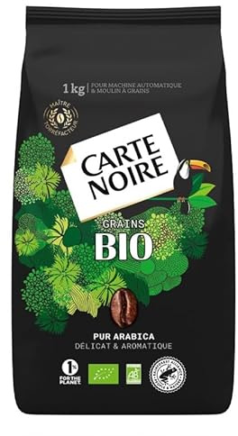 CARTE NOIRE Café Bio Grains - Délicieux mélange d'Arabica et Robusta - 1000g de pure gourmandise - Saveur intense et persistante - Torréfaction lente pour une qualité - Lot De 2 - Vendu Par Lot