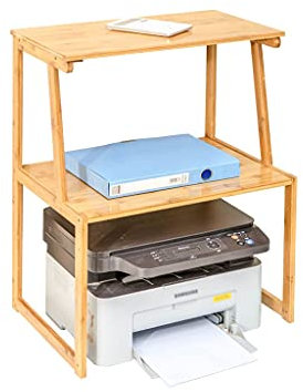 GRFIT Skrivarställ för Skrivbord Skrivbord Skrivarställ Dubbelförvaringsställ Bokhylla Dokumenthållare Hemmakontor Förvaring Skrivare Fax Skanner Skrivare Bord Skrivarvagn (Färg: Mässing)