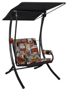 Angerer Freizeitmöbel GmbH Hollywoodschaukel 1-Sitzer Royal - Gartenschaukel Made in Germany - Schaukel zum Sitzen und Entspannen - einfache Montage (Braun-Schwarz Gemustert)