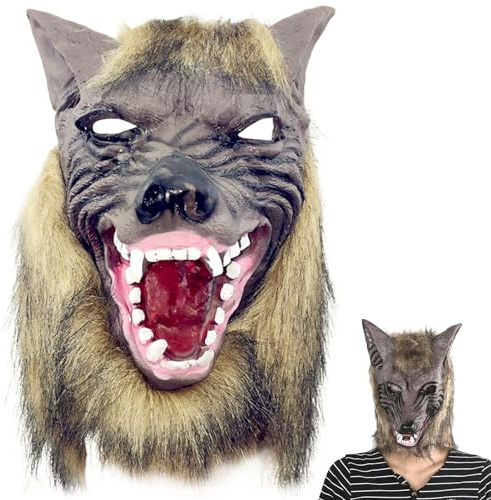 Werwolf Kostüm Kopfmaske,Horror Werwolf Kopfmaske,Halloween Wolfskopfmaske | Halloween Werwolf Kostüm,Wolfskopfmaske für Erwachsene & Kinder Cosplay halloween Karneval Party