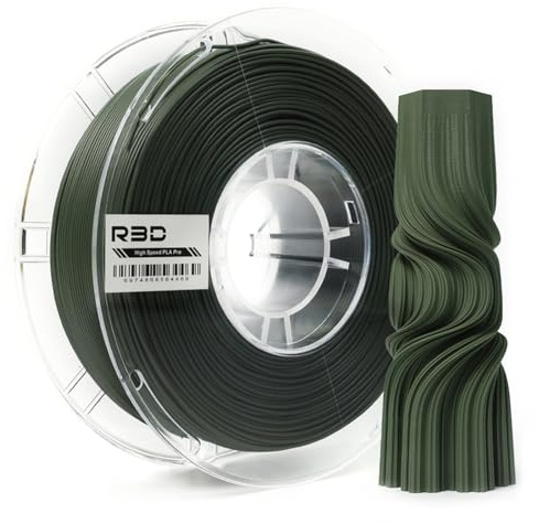 R3D PLA Pro Matte Olive Green High Speed Filament 1.75mm 1KG, 3D Printer Filament for 30-600mm/s High-Speed Printing, Dimensional Accuracy +/- 0.02mm, 1kg Plastic Spool, Compatible with AMS