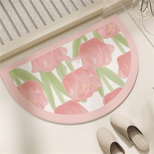 Badematte Rutschfester Badezimmerteppich kleiner, Super Absorbierende Bodenmatte, Schnell Trocknend Badematten, Badteppich Rutschfest Badematte SaugfäHige Badvorleger Badezimmermatte Pink, 40x60cm