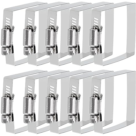 uxcell Rectangular Hose Clamps, 2 x 2 304 Stainless Steel Square Duct Pipe Clamp for Ducting, Securing Hose, Cable and Bridge Project Application, Pack of 10